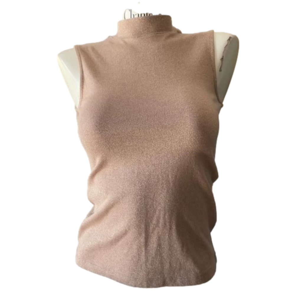 Reiss small gold metallic yarn high neck sleeveless